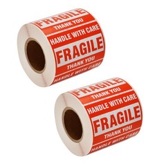 2 Rolls 2×3 Fragile Stickers Handle with Care Thank You Mailing Labels 500/Roll