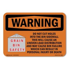Grain Bin Silo Safety ANSI Warning Sign Metal Plastic Decal