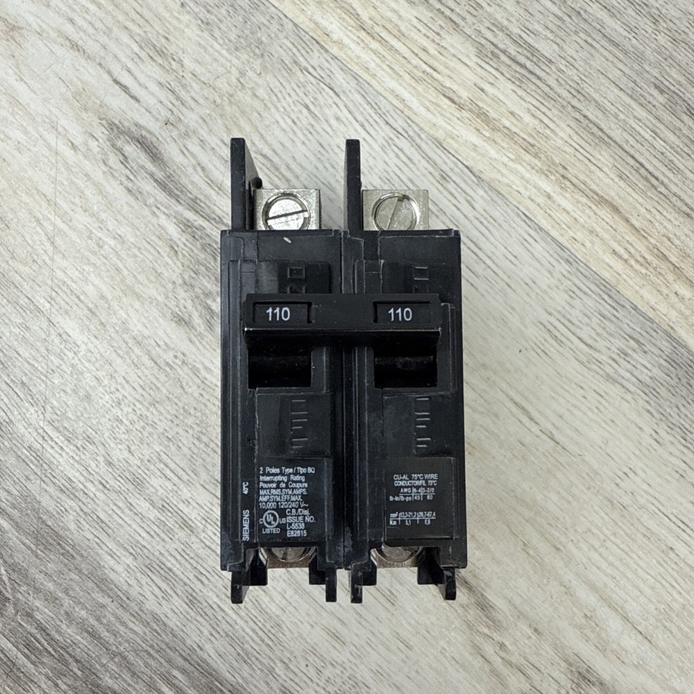 Siemens BQ2B110L Circuit Breaker 110A 2Pole 120/240V 10kA Line Side Lugs No Box