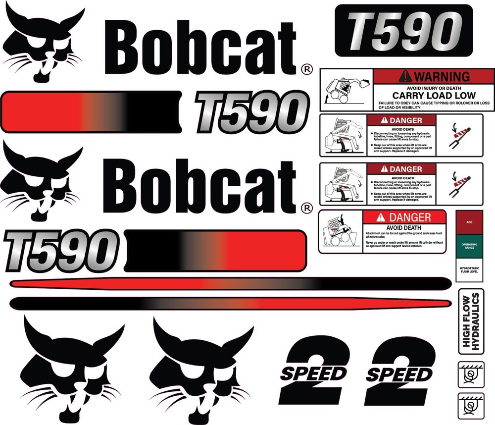 Fits Bobcat T590 Decal Kit Skid Steer / safety decals 3M VINYL / FREE SHIPPING
