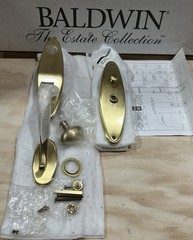 Baldwin 6573-060-ENTR Entry Trim Door Handle Set Satin Brass/Brown Finish NOS
