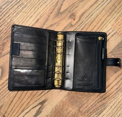 VTG Franklin Covey Black Compact Full Grain Nappa Genuine Leather 6 ring USA