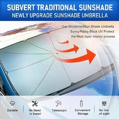 Foldable Reflective Windshield Sun Shade (55×31 inches) – UV & Heat Protector fo