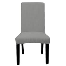 100% Waterproof Dining Room Chair Cover Set of 6, Stretch Jacquard Parson Chair