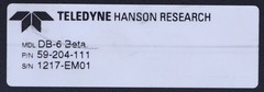 TELEDYNE HANSON RESEARCH DB-6 Beta 59-204-111 DIFFUSION TESTING SYSTEM