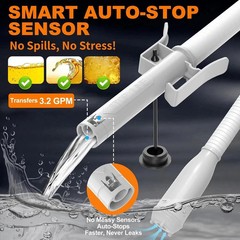 Fuel Transfer Pump with Auto Stop Sensor and 4 Tank Adapter, 3.2 Gallon per Minu
