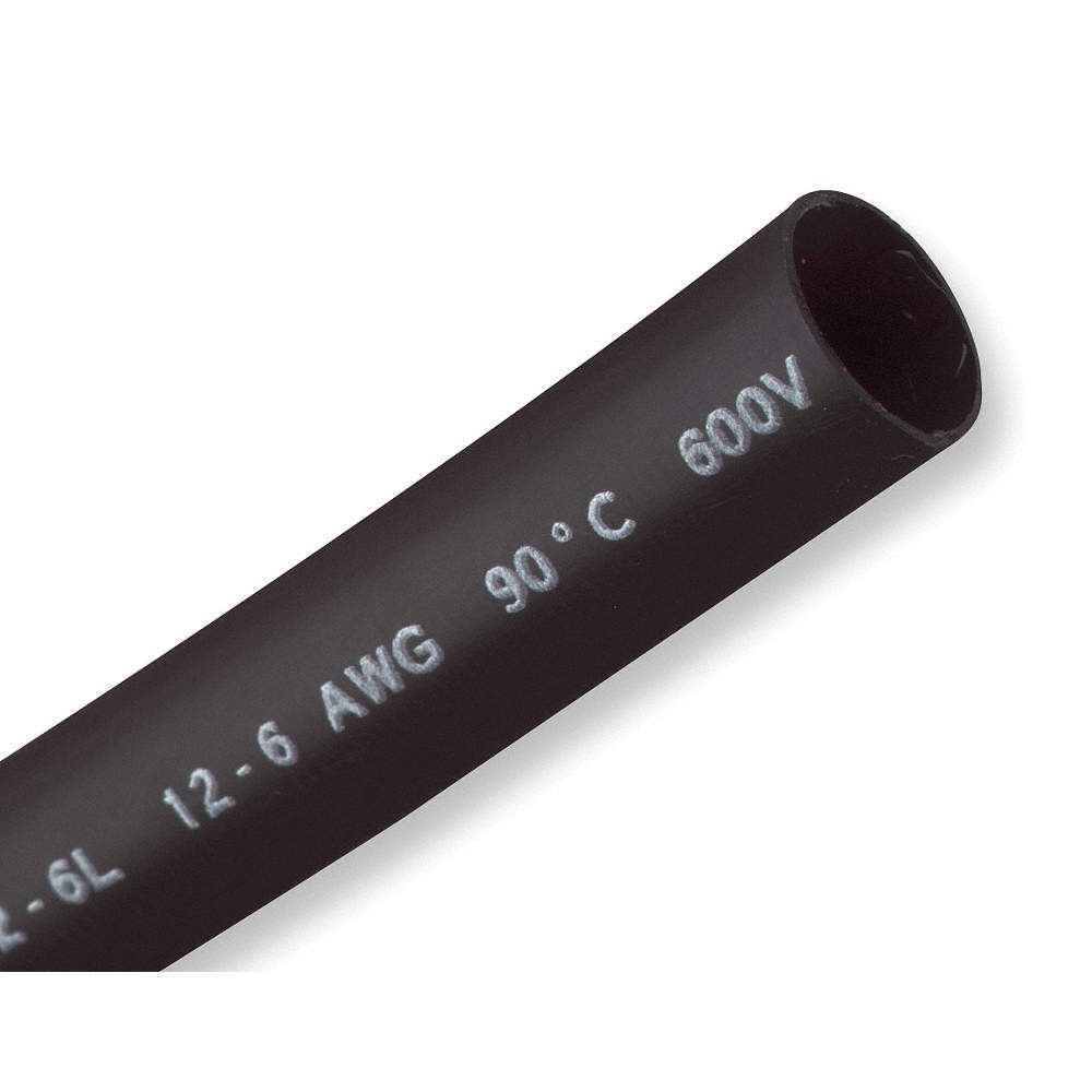 SHRINK-KON HS16-12-4 Shrink Tubing,4 ft,Blk,0.35 in ID,PK5 3KH63