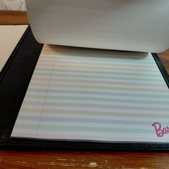 Vintage Barbie Faux Leather Padfolio Folder W Barbie Notepad 10×12 Black