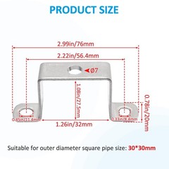 4Pcs U Shaped Connector Bracket 304 Stainless Steel Heavy Duty Perforated Squ…