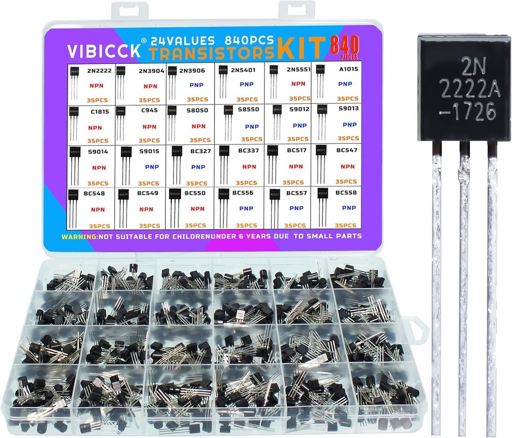 24 Value 840 Piece Assorted TO92 Transistors PNP NPN Bipolar Power Transistor