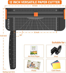 Paper Cutter Trimmer 12in A4 A5 Photos Craft Tool Safe Portable Non-Slip DIY Plu