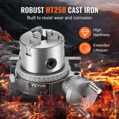 VEVOR Rotary Table for Milling Machines 4” Horizontal Vertical with 3-Jaw Chuck