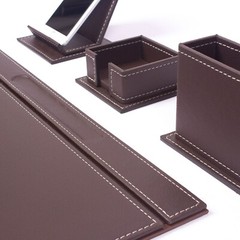 Vega Leather Desk Set with 9 Accessories- Desk Storage Organizer Set- 9 PCS