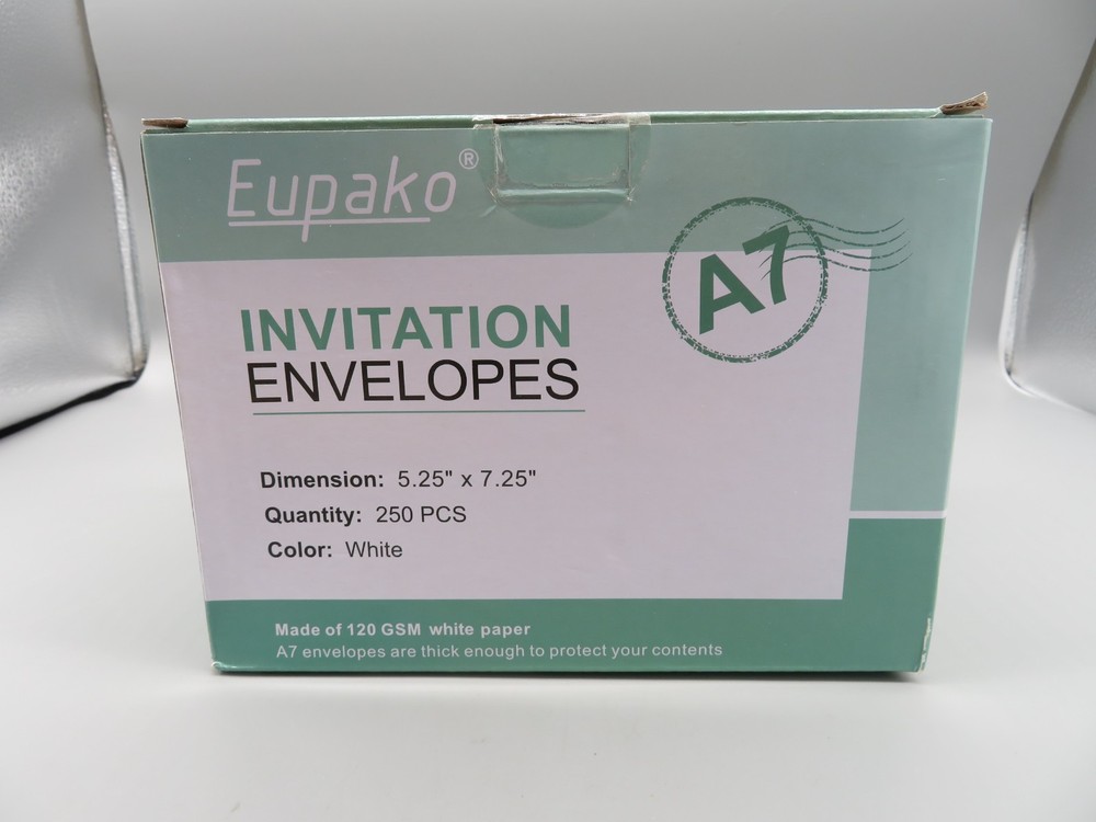 Eupako 5.25 x 7.25 Envelopes Self Seal 250 Pack, White A7 Envelopes, Kraft Paper