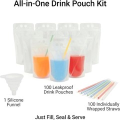 Resealable Drink Bag Set for Juice & Cocktails
