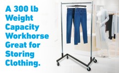 Clothing Clothes Rack Z-Truck Rolling Locking Casters 68″ x 36″ Single Rail