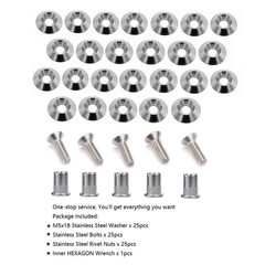25PCS M5×20mm Stainless Fender Washer Bolt Kit Widebody Engine Fastener