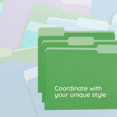 File Folders Letter Size 1/3 Cut Tabs 100 Pk Various Colors Two Tone Durable