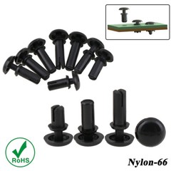fit for Hole Dia 2mm 3mm 4mm 5mm 6mm Black Plain Nylon Rivets Plastic Snap Rivet