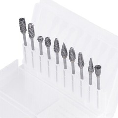 10x 1/4 Double-Cut Tungsten Steel Carbide Rotary Tool Burr Die Grinder Shank Bit