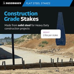Sandbaggy 18″ Flat Steel Stakes For Concrete Forms With Nail Holes – Reusable