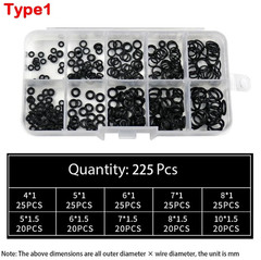 225pcs Rubber O-Ring Seal Kit Nitrile Gasket Assortment Repair Set Box – NEW