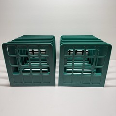 Vintage 80s-90s Oxford DecoSorter Green Plastic 6 Slot Desk File Sorter Set of 2