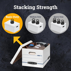 Bankers Box 4-Pack Basic Duty File Storage Boxes with Lids, Letter/Legal, STOR/F