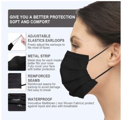 100 / 50 PCS Black Face Mask Mouth & Nose Protector Respirator Masks with Filter