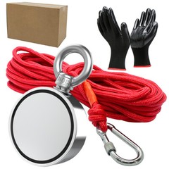 700LBS Fishing Magnet Rope Kit Double Sided Strong Neodymium Searching Treasure