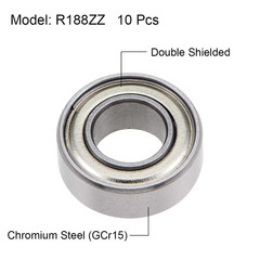 R188ZZ Deep Groove Ball Bearings Z2 1/4 Inch X 1/2 Inch X 3/16 Inch Double Shiel