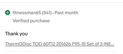 ThermODisc TOD 60T12 201626 F95-15 Set of 3 (NEW) No Box Free Same Day Shipping