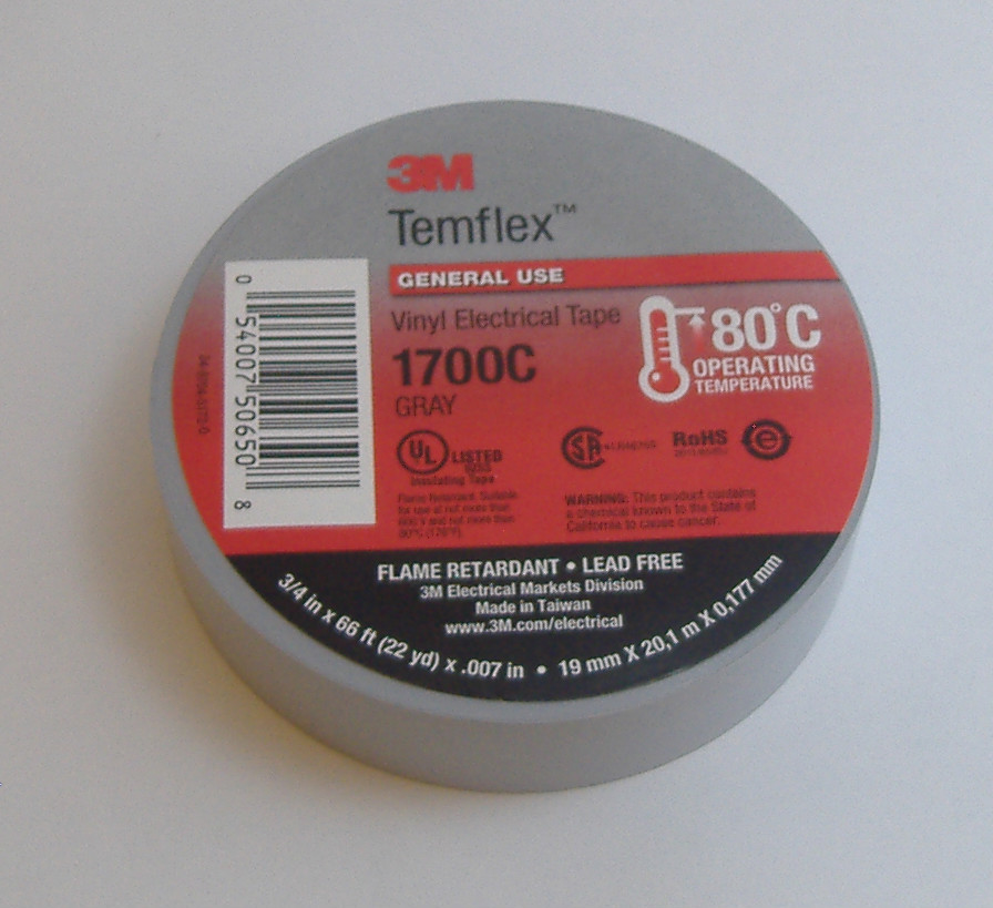 PREMIUM GRADE 3M TEMFLEX GRAY SILVER VINYL ELECTRICAL TAPE 3/4″ X 66′