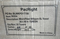 Case of 20 PacRight GREEN 26×36 Microfiber Towels XL 90254