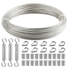 1/8 Inch Wire Rope, 120FT Stainless Steel Cable, 7X7 Strands Steel Wire Kit with
