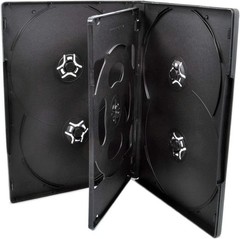 10 Pack Standard 14Mm Black Six (6) Disc DVD Cases with Double Sided Flip Tray