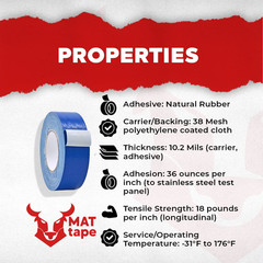 MAT Industrial Grade Dark Blue Duct Tape, 2″ x 60′, Waterproof & UV Resistant