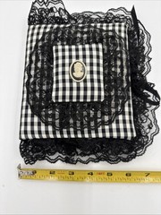 Vintage 1990s Black White Gingham Lace Address Book Cameo Victorian Gothic NOS