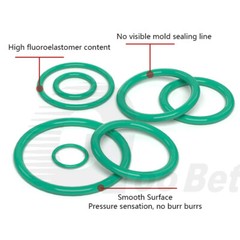 3.55mm Cross Section Metric FPM FKM Rubber O-Rings 3mm-390mm ID 75 Shore A Green