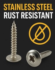 #8 x 1-1/4″ -50 Qty Stainless Phillips Modified Truss Head Wood Screws (BCP1215)