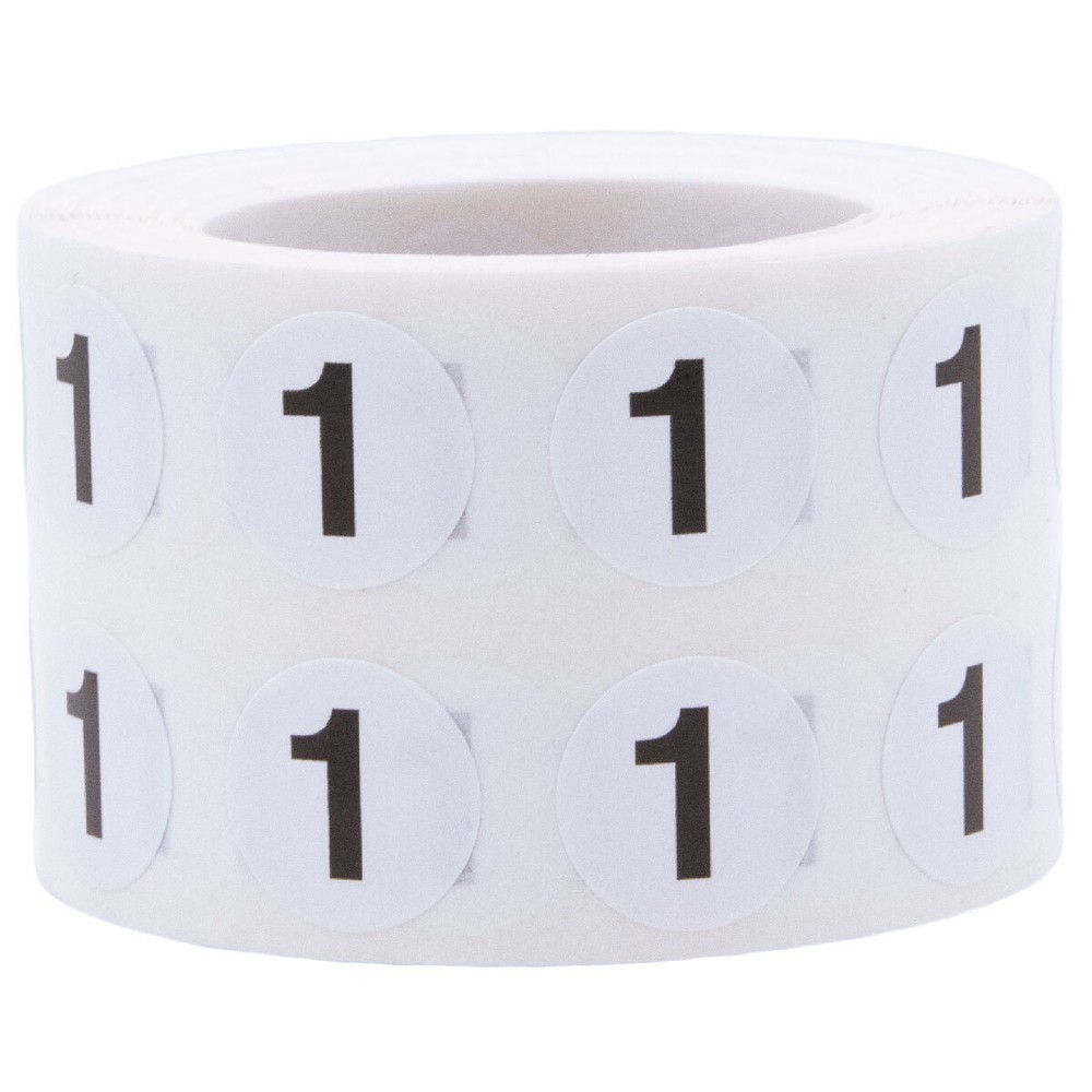 White with Black Number Stickers | 0.5″ Inch Round | 1000 Pack | Pick from 0-20