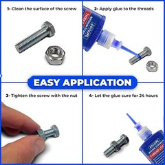 Threadlocker Blue, Thread Lock Medium Strength Lock Tight for Nuts, Bolts, Faste