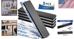 Durable Black Neodymium Magnets with Adhesive – 5 Count, Craft & Garage Use