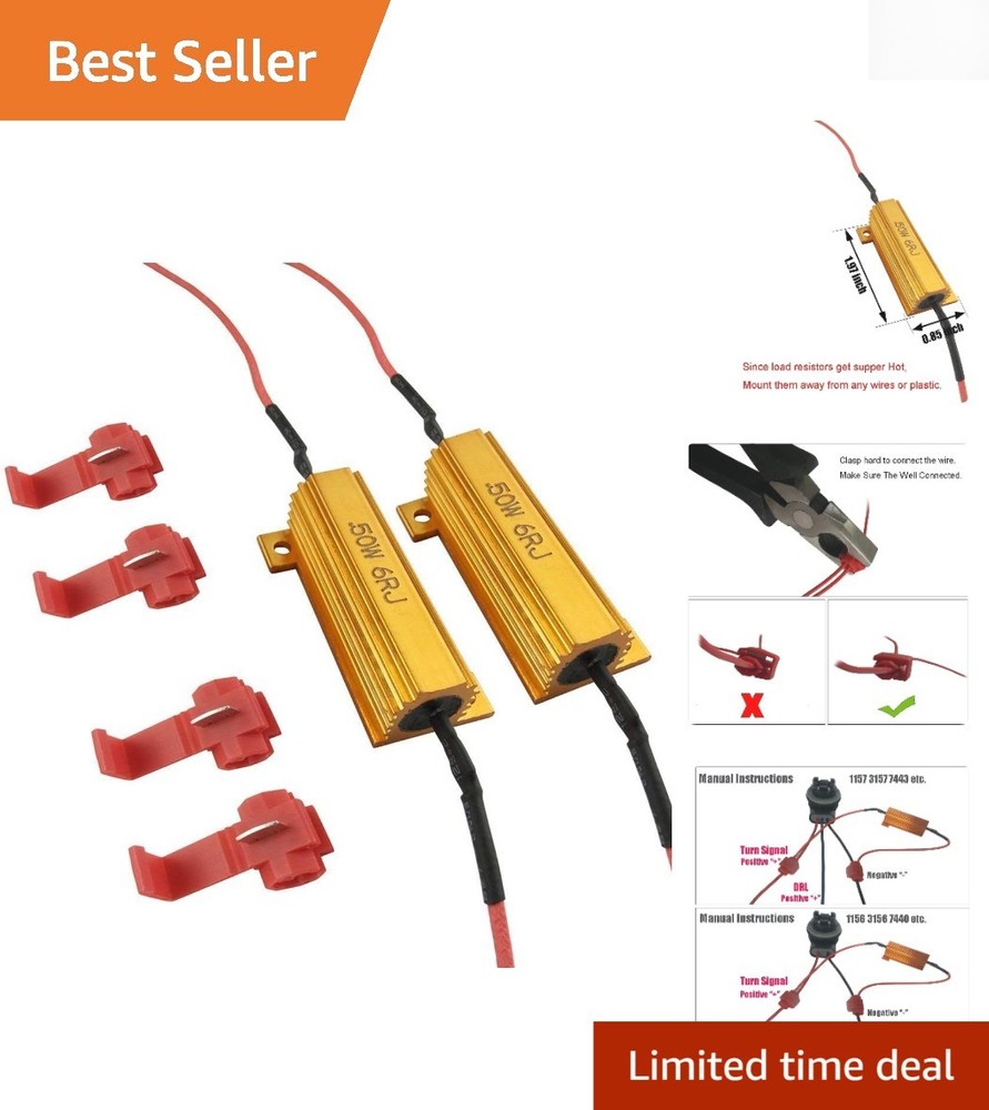 Prevent LED Hyper Flash with 50W Load Resistors – Compact & Easy Installation