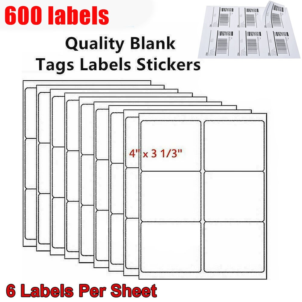 600 Shipping Labels 4″ x 3 1/3″ Self Adhesive Address Sticker 6 Up Per Sheet US