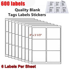 600 Shipping Labels 4″ x 3 1/3″ Self Adhesive Address Sticker 6 Up Per Sheet US