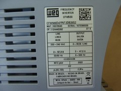 WEG AC VARIABLE FREQUENCY DRIVE CFW500D47P0T2DB20G2 15HP 47A 200-240V VT FRAME
