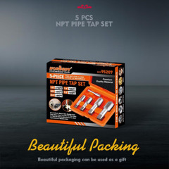 5-Piece NPT Pipe Tap Set, Sizes Includes 1/8″, 1/4″, 3/8″, 1/2″ and 3/4″