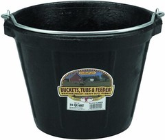 Little Giant Pail Heavy Duty Black Rubber Bucket For Livestock – 10 Quart