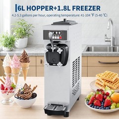 1500W Commercial Ice Cream Machine Countertop Soft Serve Ice Cream Maker